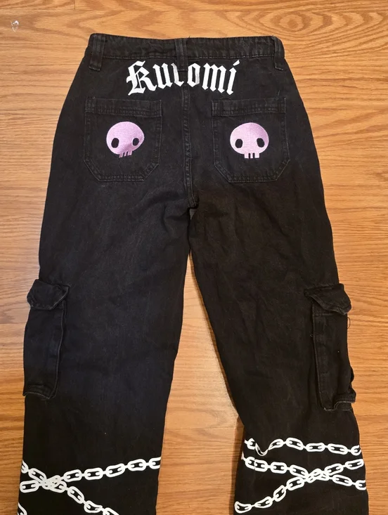 Hot Topic's Kuromi Belt No Chain Black Carpenter Pants Juinors Size 1 - Picture 6 of 6